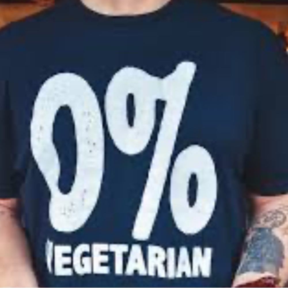 Meat Church 0% Vegetarian Black Graphic T-Shirt EUC